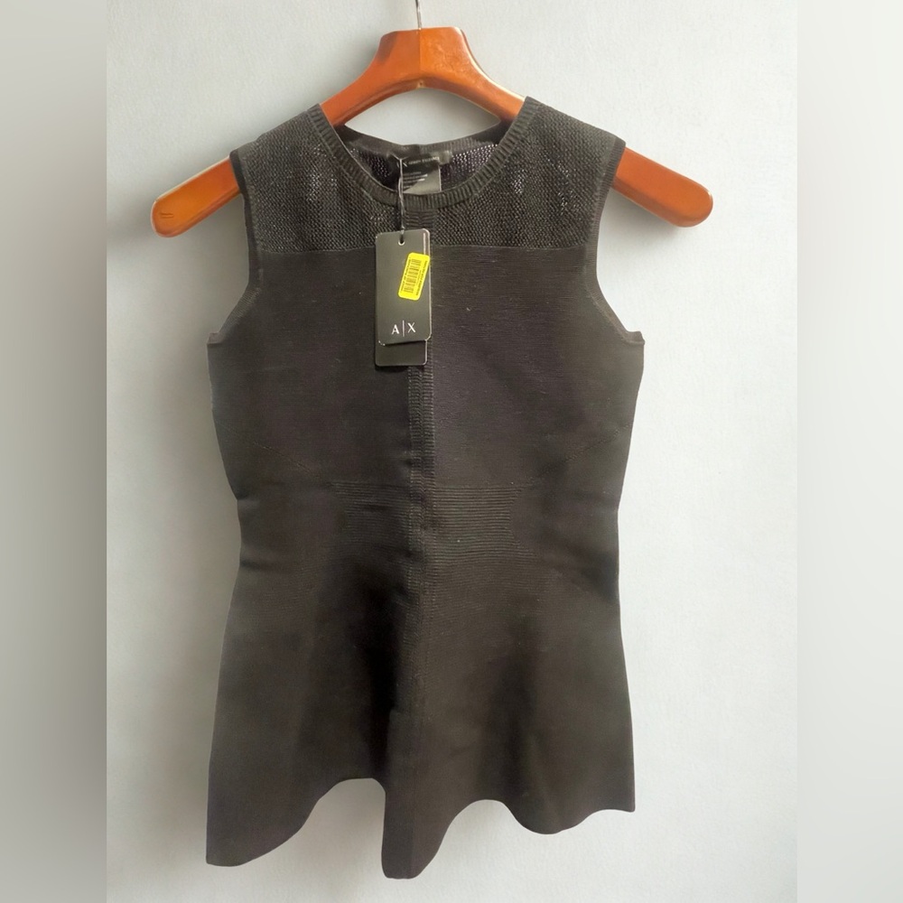 Armani Exchange Black Knit Peplum Tank | Size Small NWT